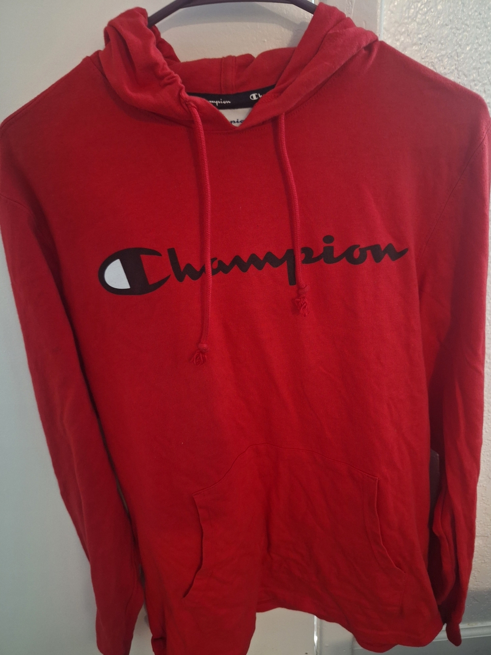 Champion Men’s Red Logo Hoodie Sweater